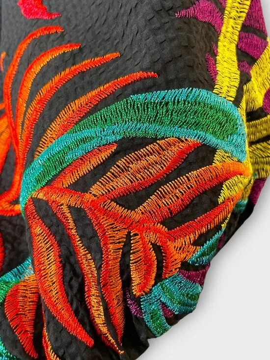 Desigual Stella Jean Jumpsuit L Embroidered Black Off Shoulder - Picture 6 of 13